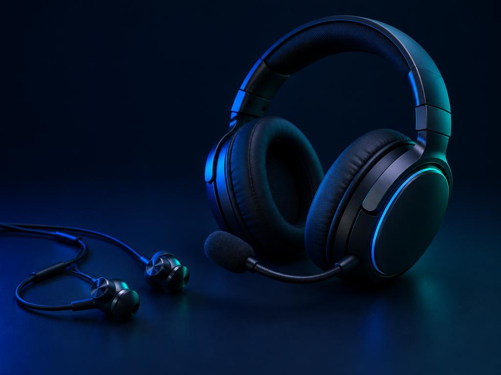 Headset com microfone e fone de ouvido ilustrativos